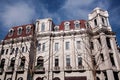 Old westen style building with blue sky and white clouds