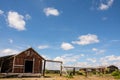 Old Western Corral Rustic Scene Blue Sky Background Wide View