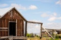 Old Western Corral Rustic Scene Blue Sky Background