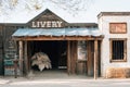 Old western livery building in Pioneertown, California