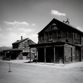 Wild wild west ghost town old saloon wooden building street view