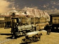 Old western town and train 