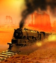 Old western train crossing the dedert Royalty Free Stock Photo