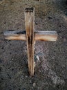Old western wood grave cross, unmarked, close up image in cemetery in Arizona Royalty Free Stock Photo