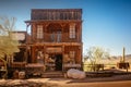 Old Western Wooden Building in Goldfield Gold Mine Ghost Town in Youngsberg, Arizona, USA Royalty Free Stock Photo