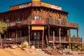 Old Western Wooden Building/Saloon in Goldfield Gold Mine Ghost Town in Youngsberg, Arizona, USA Royalty Free Stock Photo