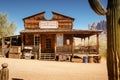 Old Western Wooden Building/Saloon in Goldfield Gold Mine Ghost Town in Youngsberg, Arizona, USA Royalty Free Stock Photo