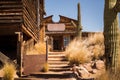 Old Western Wooden Buildings in Goldfield Gold Mine Ghost Town in Youngsberg, Arizona, USA Royalty Free Stock Photo