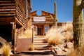 Old Western Wooden Buildings in Goldfield Gold Mine Ghost Town in Youngsberg, Arizona, USA Royalty Free Stock Photo