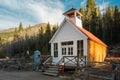 Old Western Wooden Church in St. Elmo Gold Mine Ghost Town in Colorado, USA Royalty Free Stock Photo