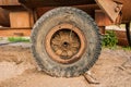 The old wheel of the trailer Royalty Free Stock Photo