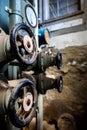 Old wheels in an abdoned basement Royalty Free Stock Photo