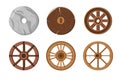 Old Wheels, Primitive Stone Ring, Ancient Transport Wheels for Wooden Cart or Chariot. History Invention, Evolution