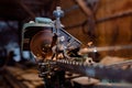 old wheeting machine in the shed