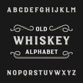 Old whiskey alphabet vector font. Royalty Free Stock Photo