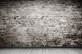 an old white brick wall and floor in the home interior as a background or texture Royalty Free Stock Photo