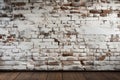 an old white brick wall and floor in the home interior as a background or texture Royalty Free Stock Photo