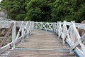 Old white bridge in the jungle, forest, wild Royalty Free Stock Photo
