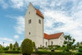 Old white church in Skurup in southern Sweden