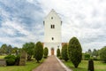 Old white church located in Skurup in southern Sweden