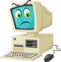 Old White Computer With Angry React Face Cartoon
