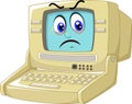 Old White Computer With Angry React Face Cartoon