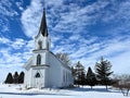 Old White Country Church in December Royalty Free Stock Photo