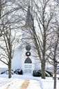 White Country Church at Christmas Time Royalty Free Stock Photo