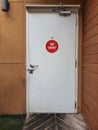 Old white door with no entry sign Royalty Free Stock Photo