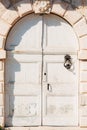 Old white doors. Wood texture Royalty Free Stock Photo