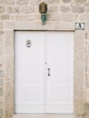 Old white doors. Wood texture Royalty Free Stock Photo