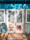 Old white doors. Wood texture Royalty Free Stock Photo