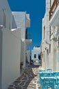 Old white house in Naoussa town, Paros island, Greece Royalty Free Stock Photo