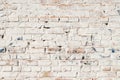 Old white painted brickwork. Painted brick wall texture grunge background. Background of old painted vintage brick wall Royalty Free Stock Photo