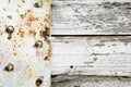 Old white painted rust and wood background Royalty Free Stock Photo