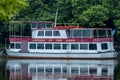 Old white and red ferryboat, lake Ioannina, Greece