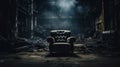 Abandoned Chair In Dark Industrial Setting With Eerily Realistic Atmosphere