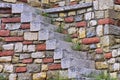 Old White Stone Stairs and multicolored Stonework Wall Royalty Free Stock Photo