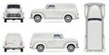 Old white van realistic vector mock-up Royalty Free Stock Photo