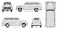 Old white van realistic vector mock-up Royalty Free Stock Photo