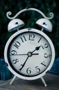 Old white vintage alarm clock Royalty Free Stock Photo