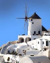Old white windmill on Santorini i Royalty Free Stock Photo