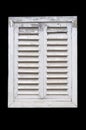 Old white window with wooden shutters. Royalty Free Stock Photo