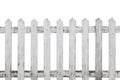 Old white wood fence isolated on white background Royalty Free Stock Photo