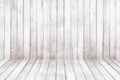 Old white wood wall panel pattern. Old white wooden floor texture for background. Empty of room Royalty Free Stock Photo