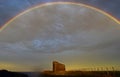 Old Wick castle under a rainbow