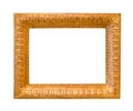 Old wide carved wooden picture frame isolated Royalty Free Stock Photo