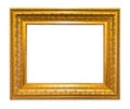 Old wide golden carved wooden picture frame