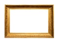 Old wide and long carved wooden picture frame Royalty Free Stock Photo