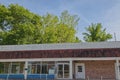 Old wide view vintage closed abandoned barber shop